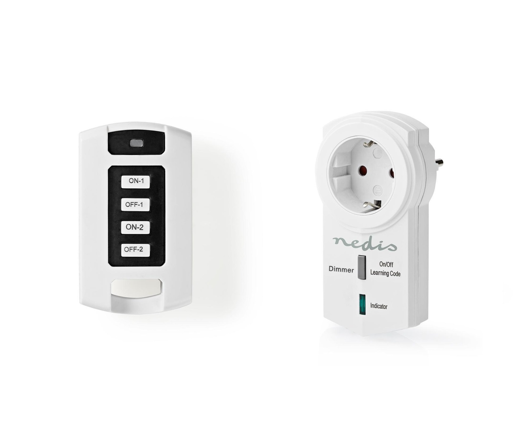 Stekker dimmer met mini RF afstandsbediening - 2 kanalen Stekker dimmer met mini RF afstandsbediening - 2 kanalen